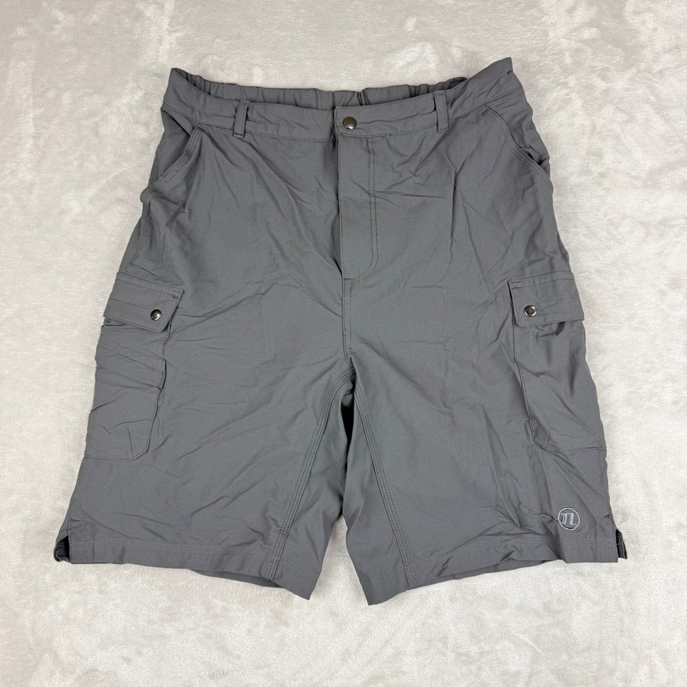 Novara Padded Cycling Cargo Shorts Mens L Gray Nylon Spandex Active Biker Riding